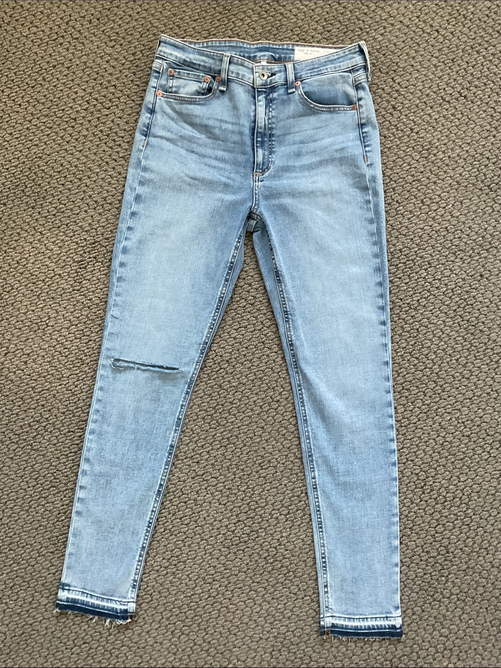 Rag & Bone Nina High Rise Skinny Jeans Raw Hem Button Fly Size 29
